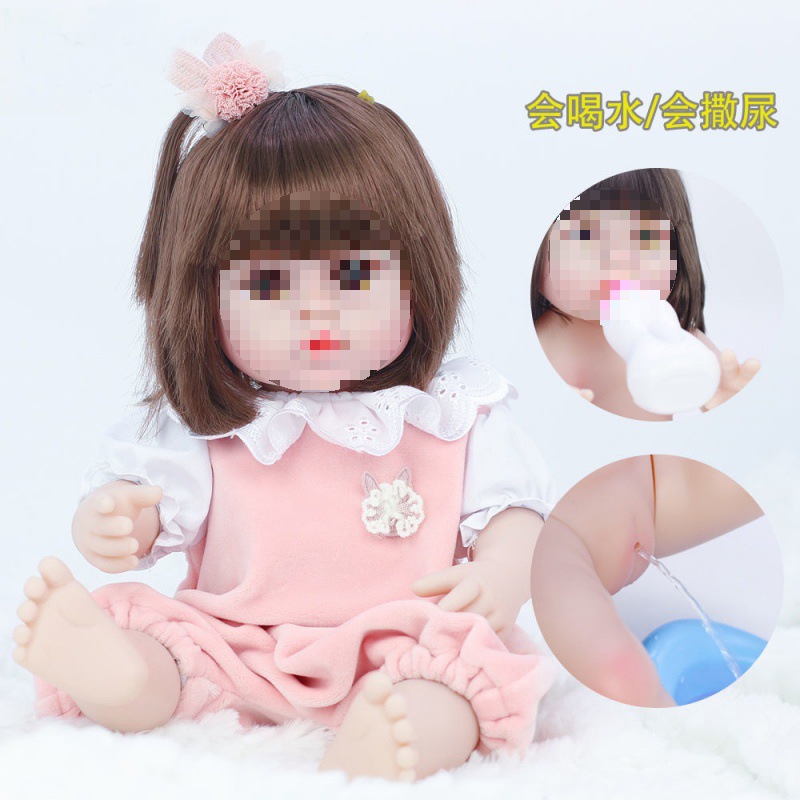 新款搪胶娃娃喝水尿尿软胶会说话婴儿发声洋娃娃女童玩具厂家