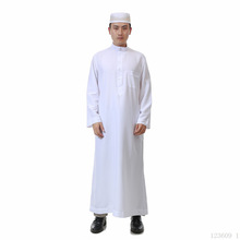 速卖通阿拉伯长袍穆斯林男装礼拜服水洗绒卡塔尔袍代发批发