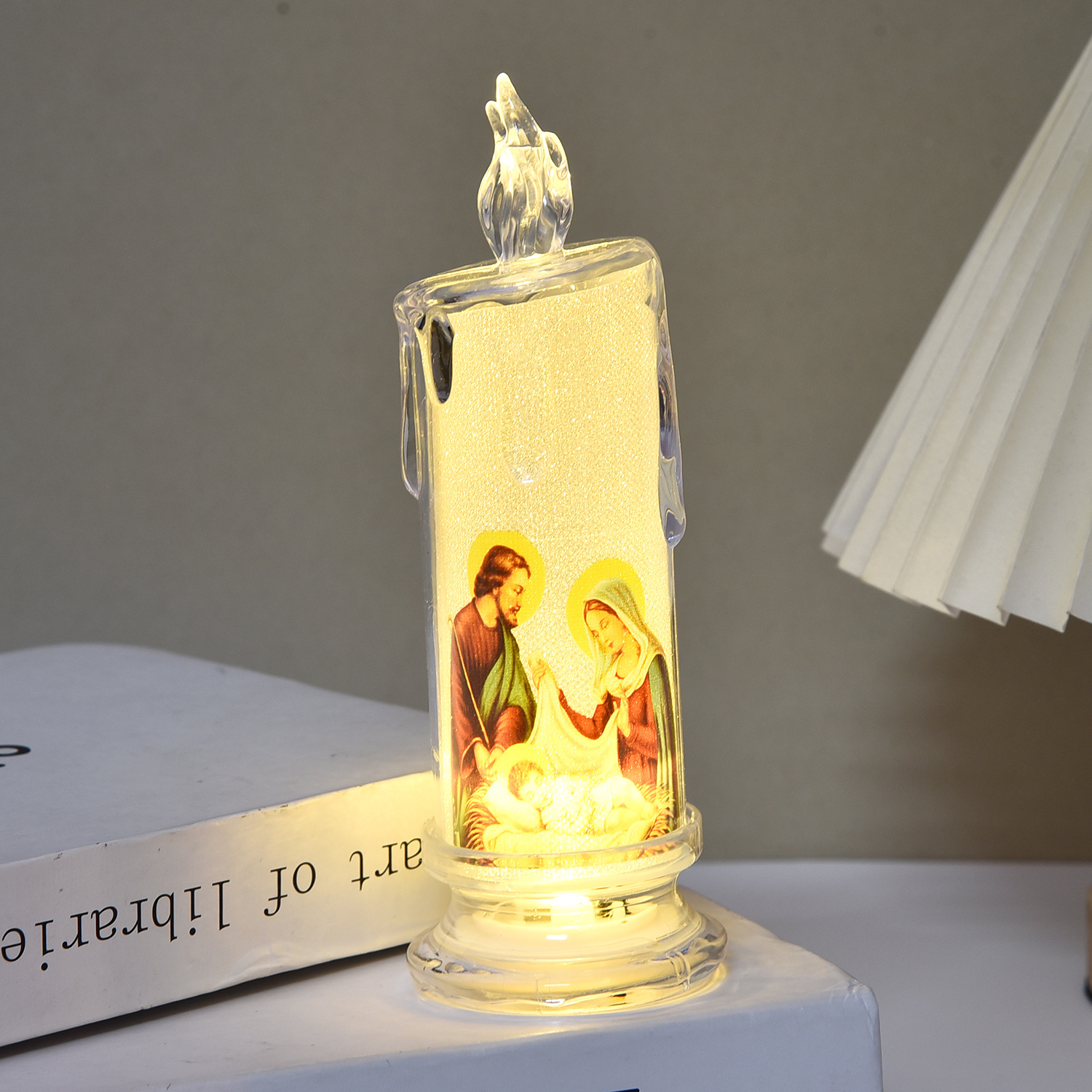 LED Electronic Candle Light Mass Virgin Jesus to High Shop Candle Light Scene Layout Easter Gift