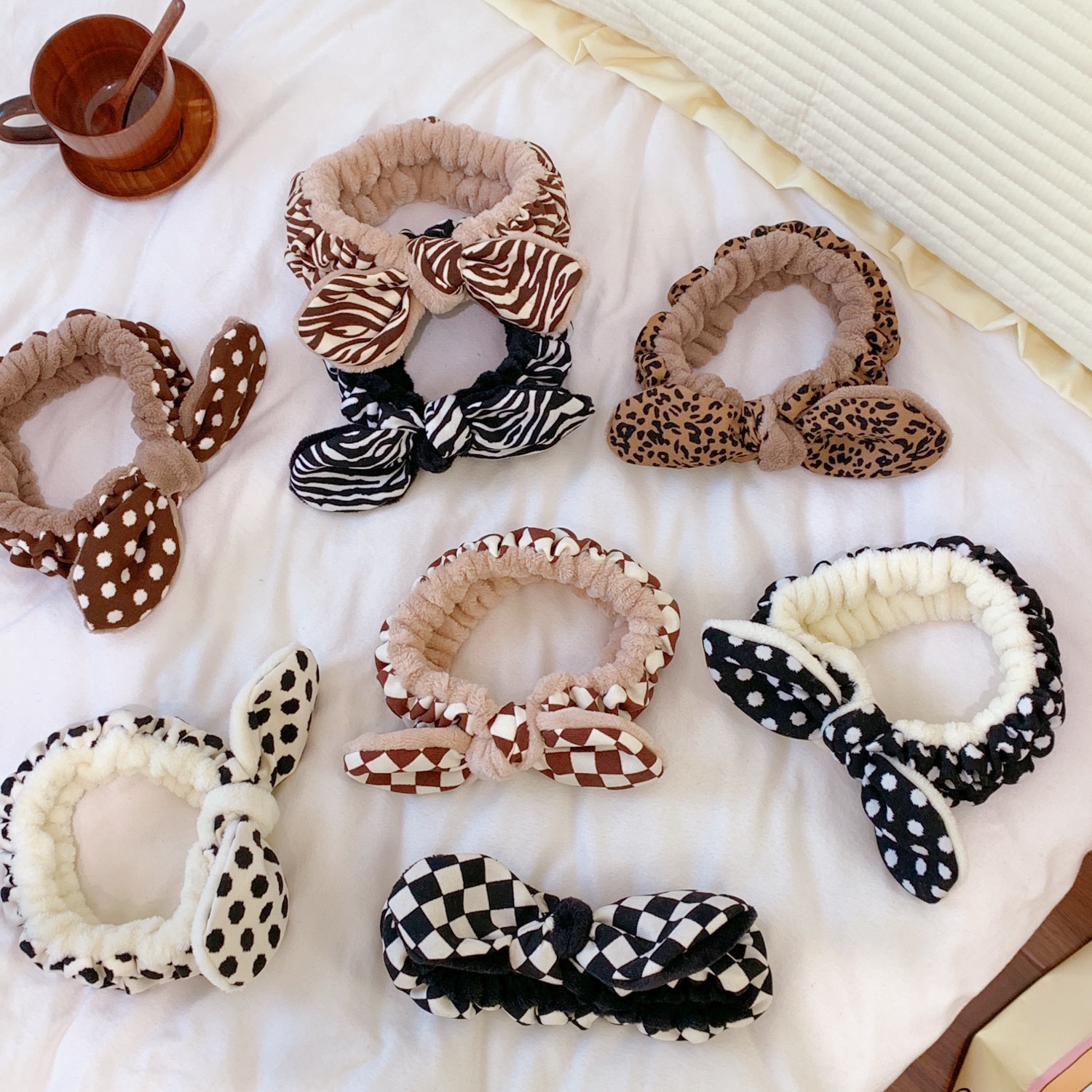 可爱大蝴蝶结毛绒洗脸发带甜美少女心束发带敷面膜发箍发饰头饰萌