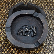 泰国家居用实木烟灰缸个性木制带盖烟灰缸东南亚风格创意SPA装饰