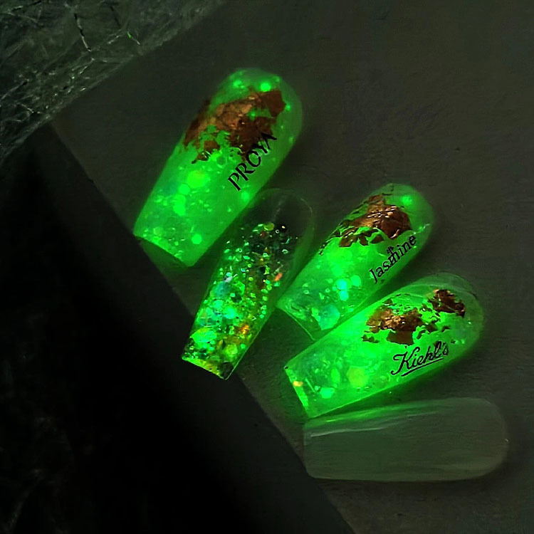 美甲幻彩六角夜光粉亮片饰品网红爆款指甲发光荧光人鱼成品装饰贴