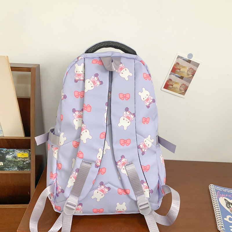 Casual Backpack Women's Floral Bear Junior High School Schoolbag Simple Fashion All-Match Large Capacity College Students' Backpack