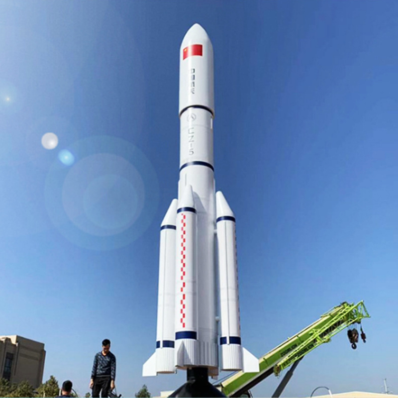 户外广场大型仿真火箭不锈钢雕塑城市景观中国航天装饰模型摆件