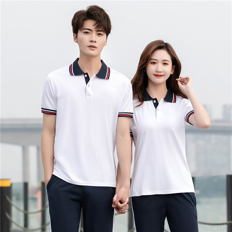 春夏季初中生小学生校服亲子运动休闲套装情侣翻领短袖长裤两件套