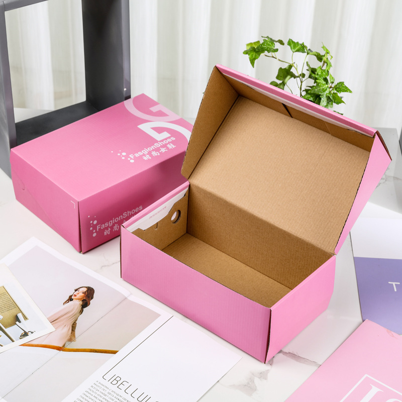 鞋盒纸盒现货牛皮纸翻盖折叠运动鞋子包装快递电商公版儿童童鞋盒