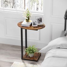 边桌小茶几: C 形木质沙发桌带金属框架适用于客厅、卧室，小空间