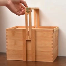 中式手提月饼礼盒双层木制高档食盒中秋礼品创意包装木盒可定 制
