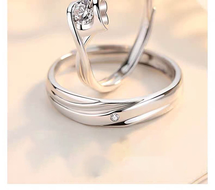 s925真爱永恒情侣戒指天使之吻男女对戒情人节礼物饰品日韩时尚