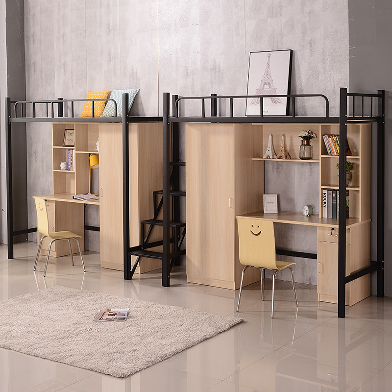 上床下桌组合床写字台公寓床上大学生铁艺衣柜书桌寝室复式小户型