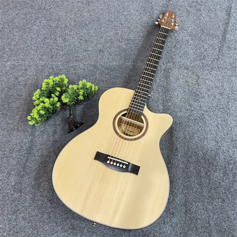 厂家直发新品40寸泰勒缺角薄桶云杉胡桃木民谣吉他可装eq-阿里巴巴