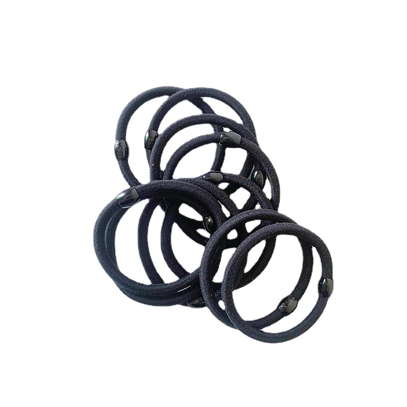 Black Highly Elastic Rubber Band Ponytail Head Rope Handmade Hair Accessories Hair Band Hair Ring Simple Wholesale Hair Rope Hair Accessories