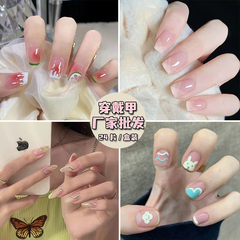 ins style wear nail autumn and winter sweet cool series wearable nail sticker nail beauty piece removable nail tip finished product wholesale