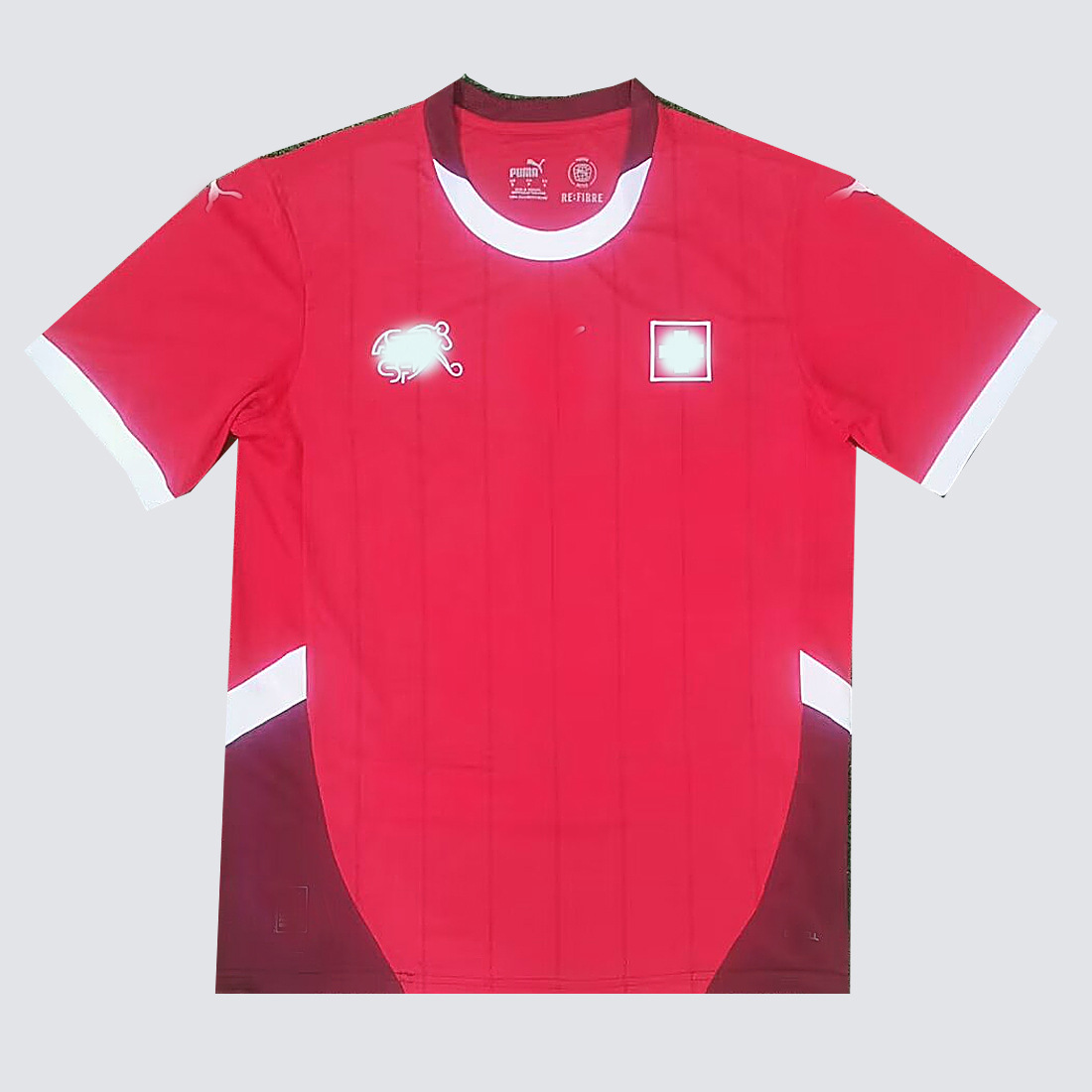 24-25瑞士主场球衣短袖成人足球服泰版红色比赛服单件一件代发