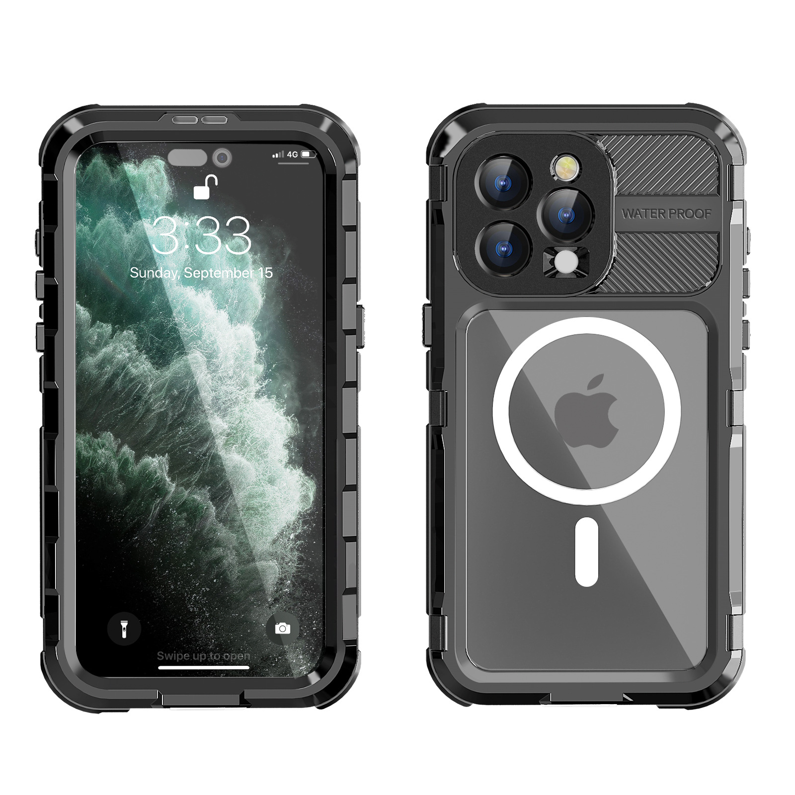 Suitable for Iphone15pro Metal Aluminum Alloy Waterproof Mobile Phone Protective Cover Deep Diving Swimming Protective Cover