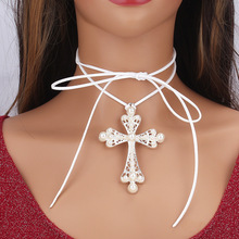 欧美跨境饰品 波西米亚风格水晶钻十字架项链 简约时尚金属项饰套