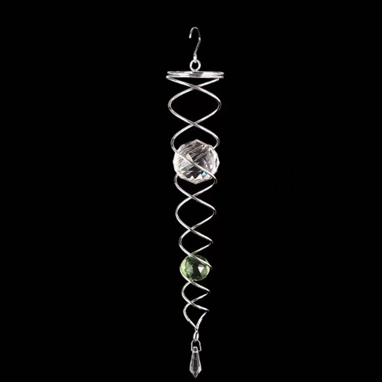 Crystal Ball Metal Rotating Wind Turning Tail Decoration Home Balcony Courtyard Decoration Crystal Pendant