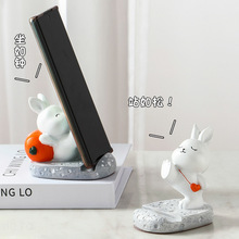 可爱创意兔子手机支架办公室书桌树脂装饰品摆件同学朋友生日礼物