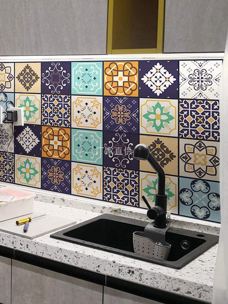 厨房防油耐高温贴纸卫生间自粘防水墙贴欧式防滑地面瓷砖装饰地贴