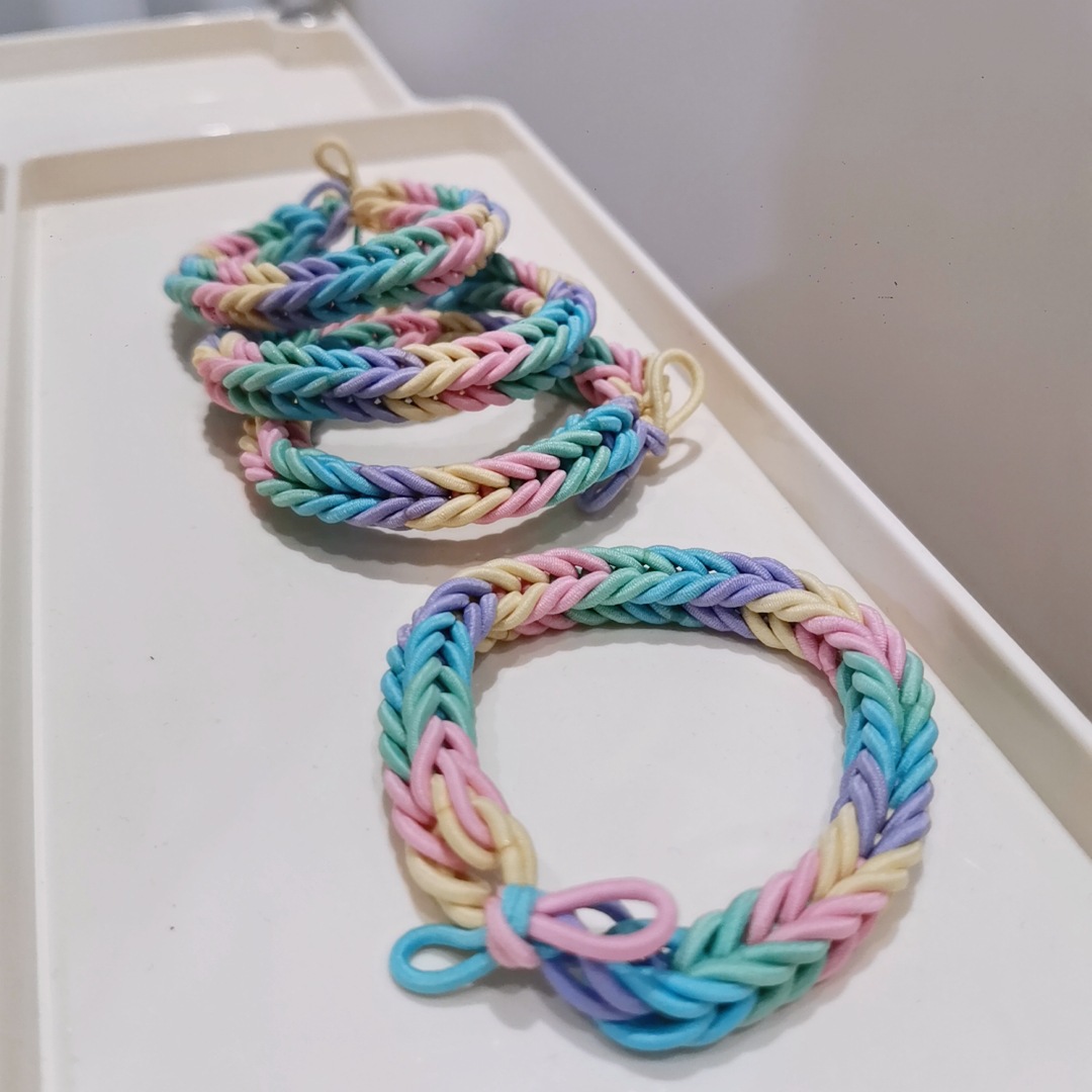 彩虹小皮筋密集扎实款成品小红书抖音同款编织手环闺蜜情侣礼物
