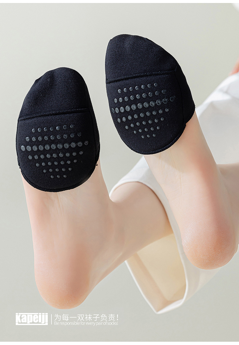 High Heel Shoes Half Slippers Women's Summer Thin Pure Cotton Bottom Shallow Mouth Invisible Socks Summer Sandals Half Half Palm Socks