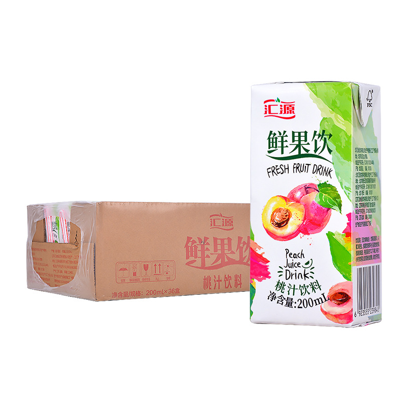 汇源果汁鲜果饮200ml*36盒橙汁味桃汁蓝莓汁饮品整箱包邮