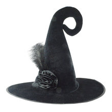 万圣节帽子巫师巫婆女巫弯角帽子狂欢节帽子头饰玫瑰花帽女士