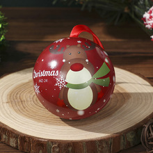 欧式圆形圣诞球铁盒 儿童礼物圣诞糖果铁盒 圣诞节精灵球糖果礼盒