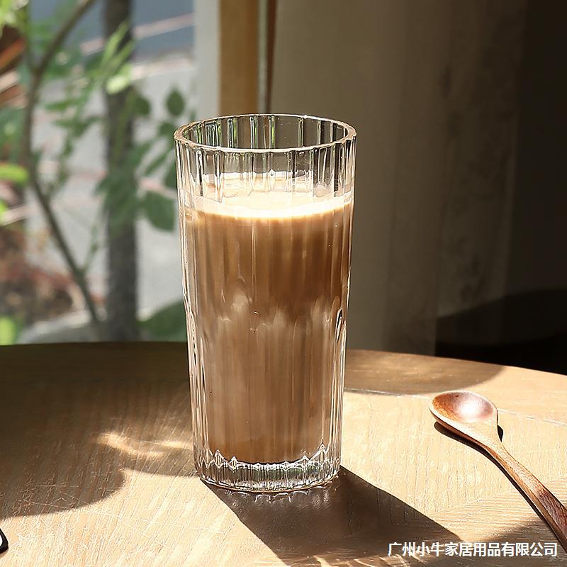 玻璃杯家用水杯女果汁杯喝牛奶杯透明咖啡奶昔杯冷饮品杯奶茶杯子