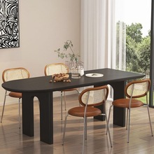 2@北欧实木办公桌原木设计简约书桌轻奢侘寂风餐桌个性椭圆形工作