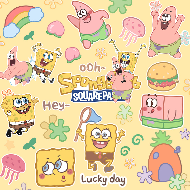 经典动画海绵宝宝派大星行李箱贴纸笔记本电脑ipad头盔装饰贴画