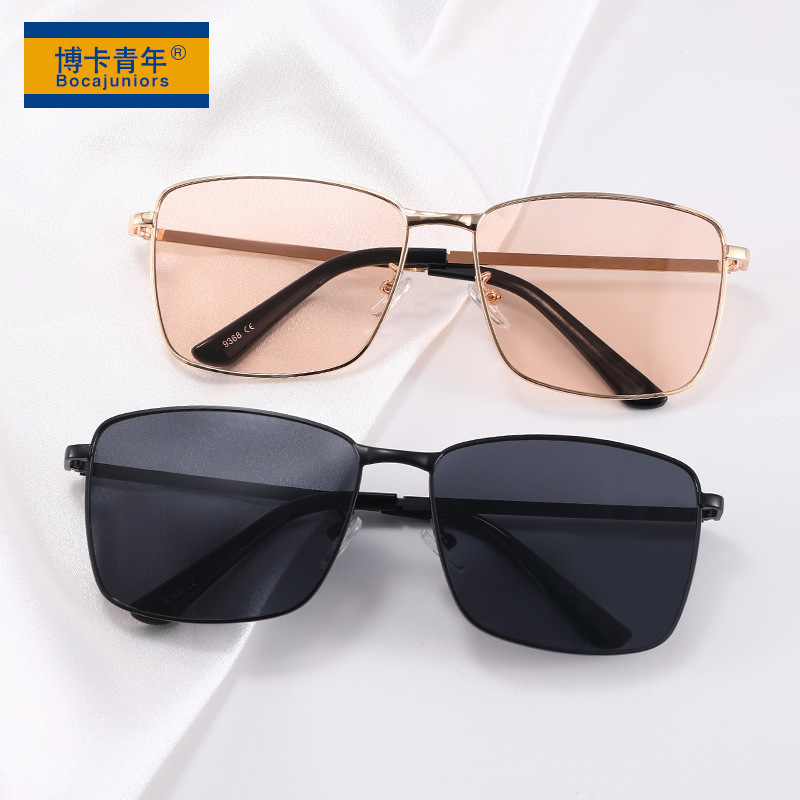 新款时尚男士墨镜司机驾驶金属太阳眼镜个性方框潮流太阳镜bq9368