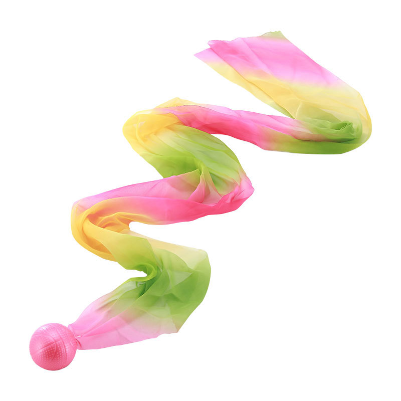 彩绸球新款免充气带环柔力球 长绸球 红绸球彩带球标准比赛用球