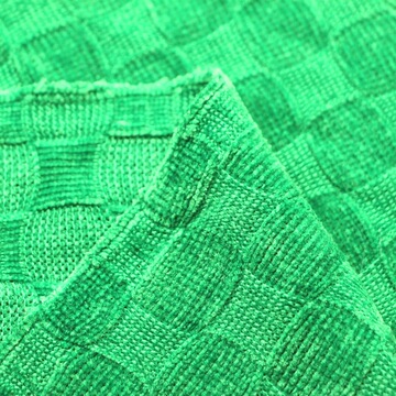 移圈粗针提花布绿色方格子粗针雪尼尔半边绒布哈伦阔腰裤服装面料