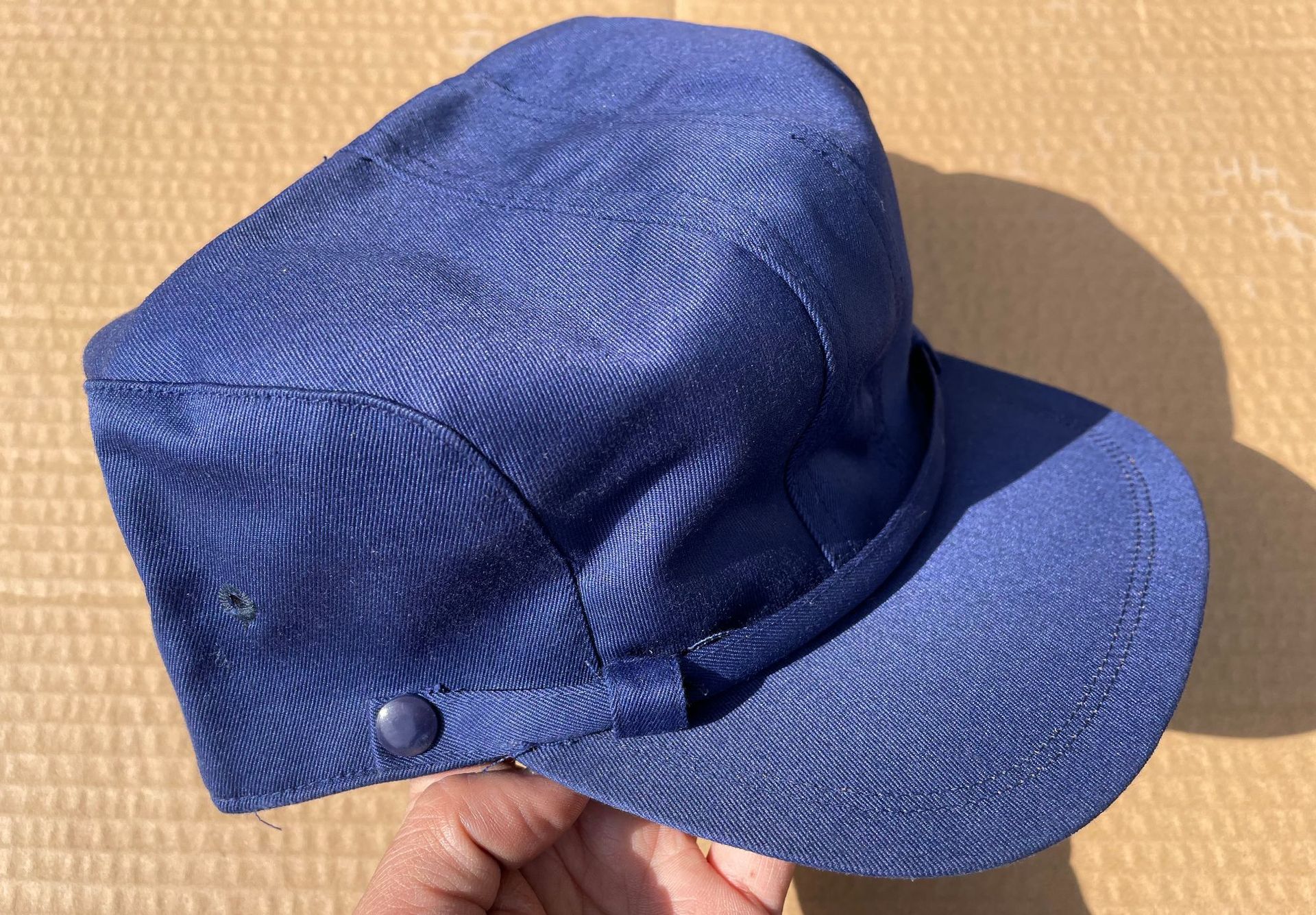 批发87作训帽子 正品老货库存05工作解放帽蓝绿的确良平顶作训帽