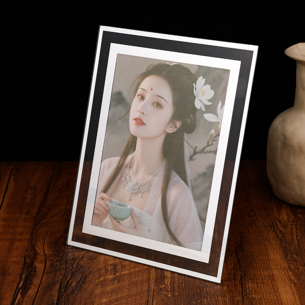 双色印花水晶玻璃相框个人写真照片展示框旅行风景照装裱立体框架