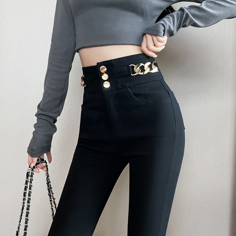 High Waist Black Leggings Women's Outer Wear 2023 Spring, Autumn and Winter New Pencil Women's Pants Skinny Magic Black Leggings Fleece-lined