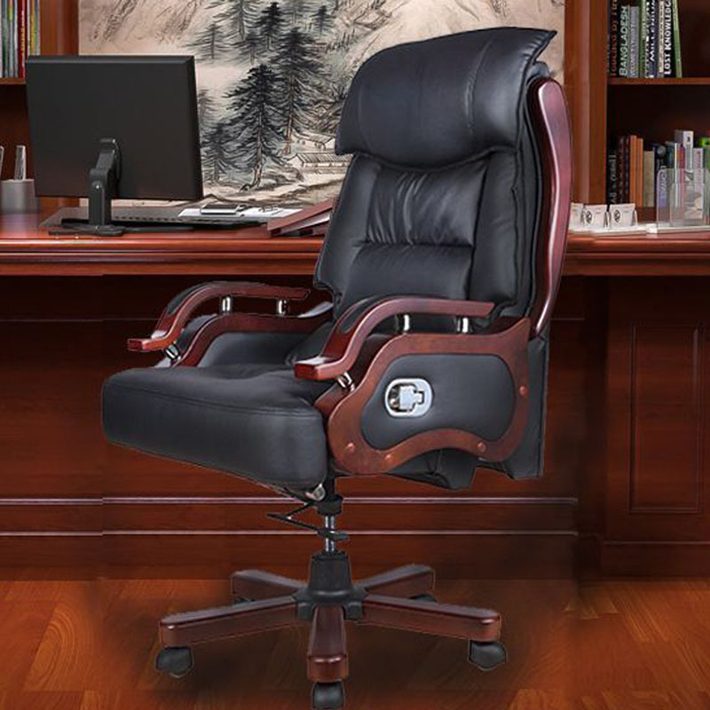 真皮老板椅豪华商务卧躺大班座椅实木办公室可躺坐椅家用电脑转椅