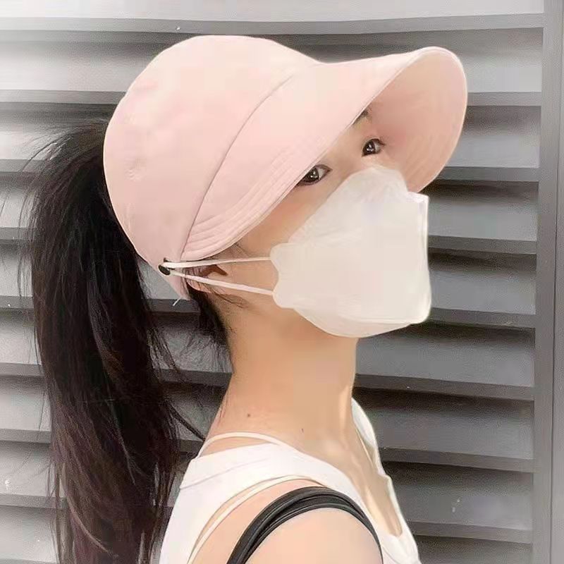 Spring and Summer UV Protection Visor Peaked Cap Internet Celebrity Same Style Face Cover Hanging Mask Sun Protection Hat Fashion Sun Hat