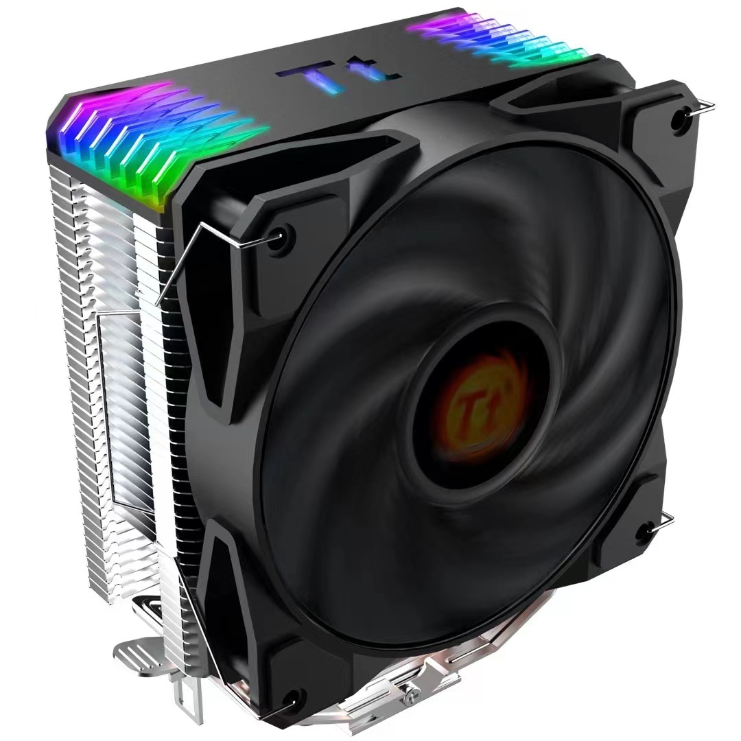 跨境 tt炫风d400台式电脑主机cpu散热器 4热管多平台炫彩静音风扇