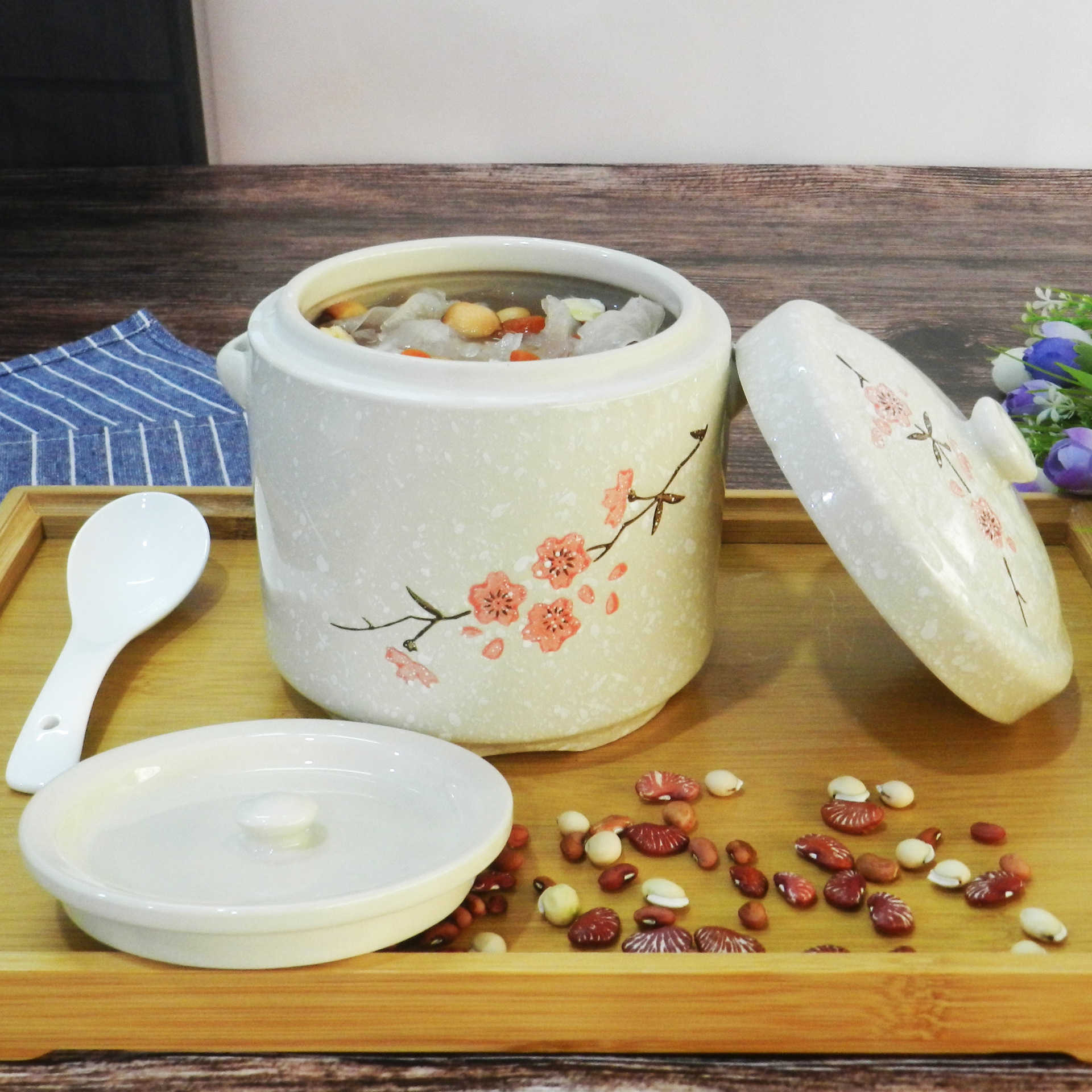 带盖陶瓷炖盅隔水双耳炖罐好看单人大码小号蒸盅燕窝盅补品家用