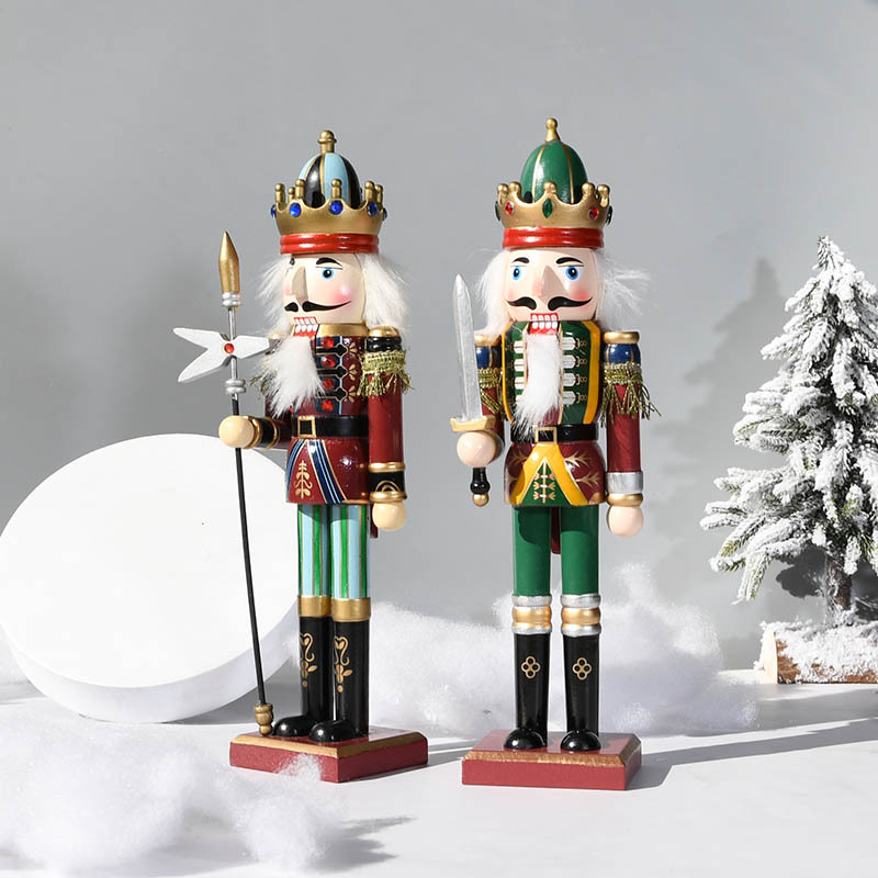 30cm Nutcracker Puppet Tin Soldier Wood Nutcracker Foreign Trade Spot Vintage Christmas Small Ornaments