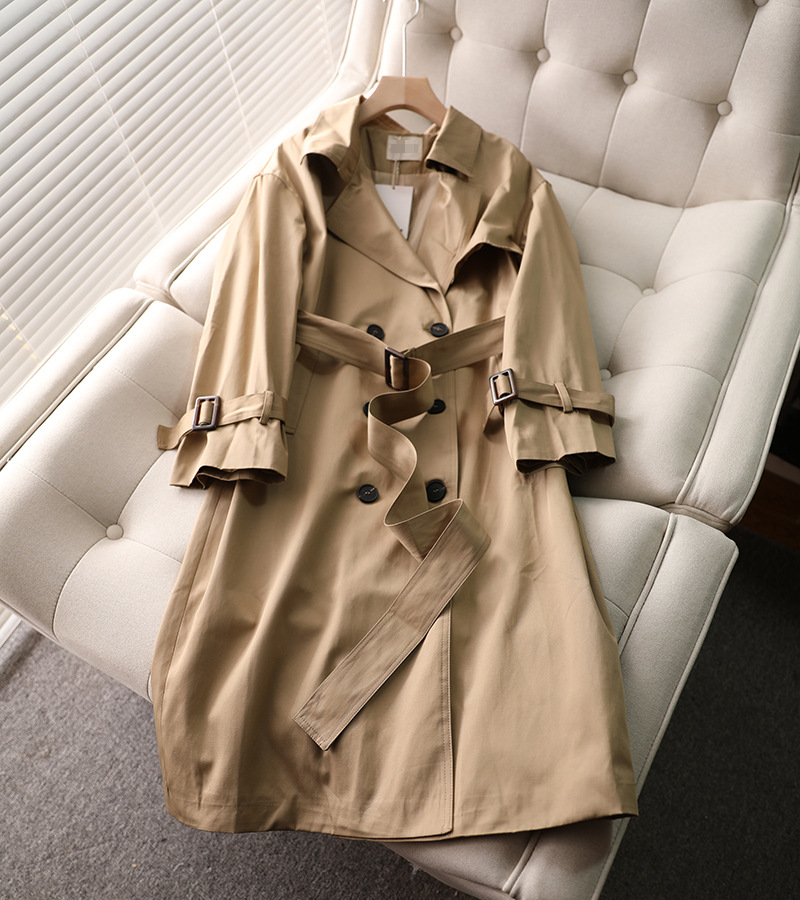【加工定制】2021新款春季女装韩国东大门奶油色外套女士长款风衣风衣