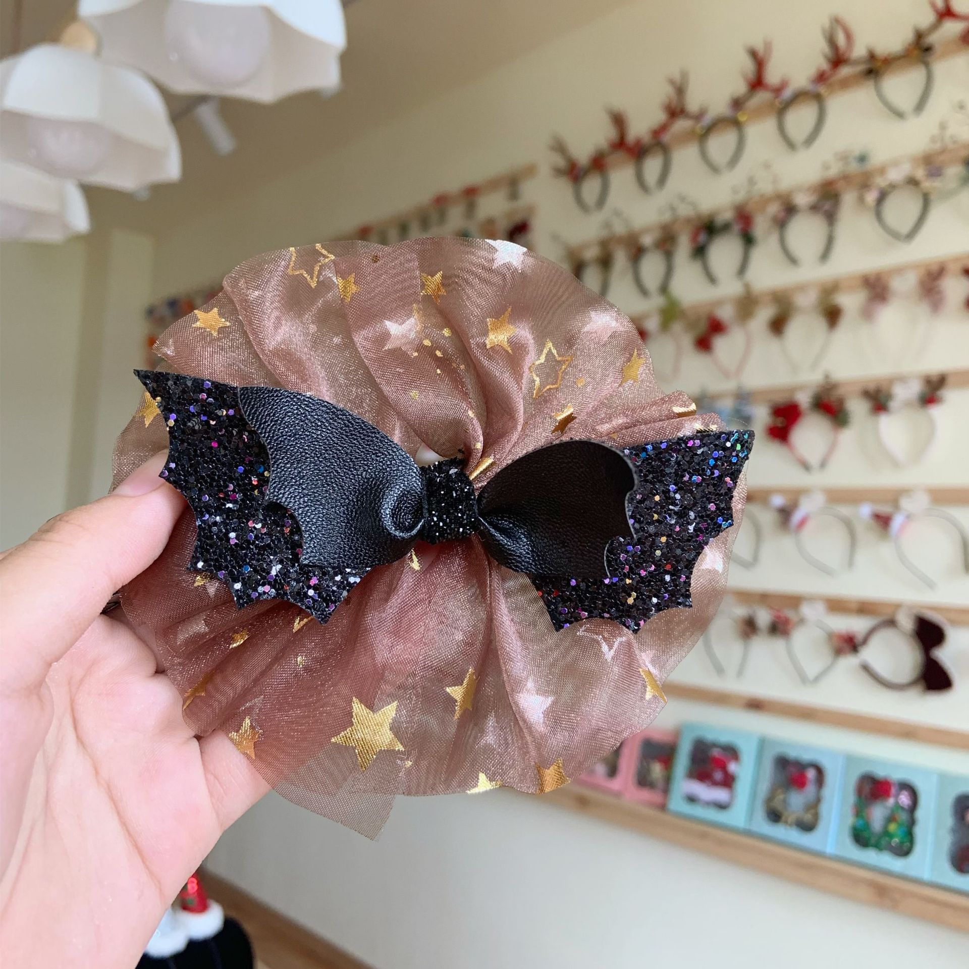 20.23 Million Halloween Bow Barrettes Ribbon Gauze Skirt Bat Wings Hair Accessories Party Headdress for Taking Photos