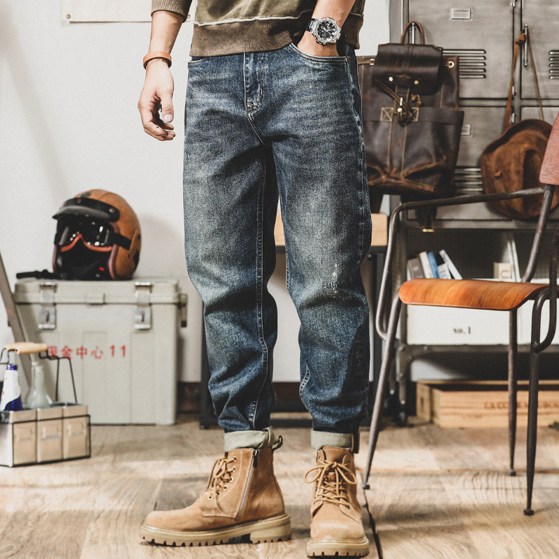 美式重磅休闲牛仔裤男直筒宽松2022年新款阿美咔叽复古弹力长裤子