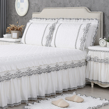 CSF9单件床裙蕾丝床罩轻奢白色床笠夹棉四季通用