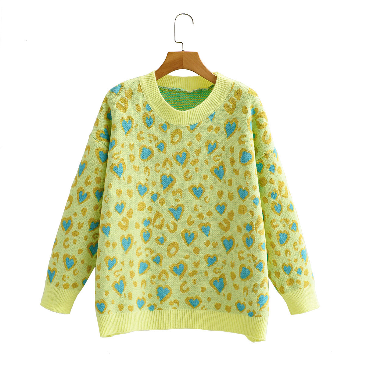 q84072-爱心图案宽松休闲针织圆领套头毛衣-#m-278-210819