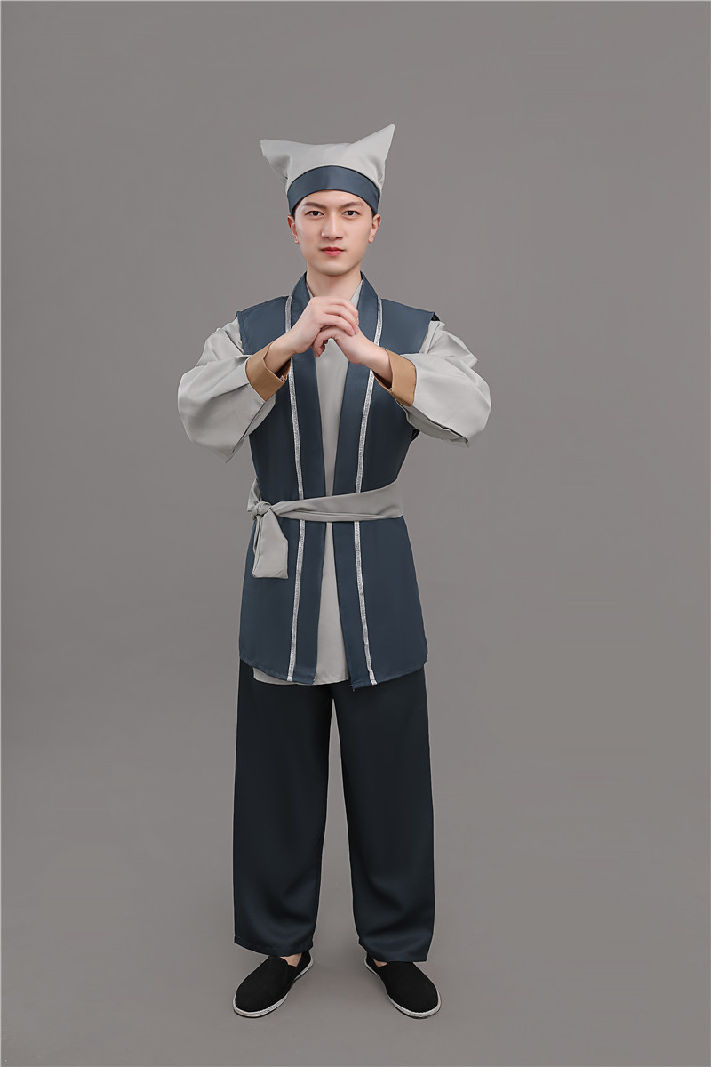 新款店小二平民古装演出成人汉服男农夫家丁仆人书童茶艺馆工作服