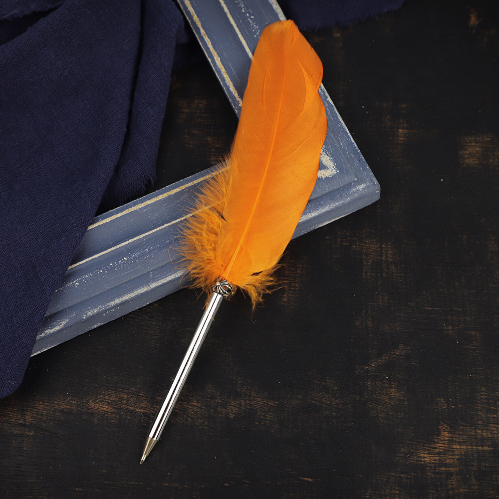 亚马逊热销彩色羽毛笔大飘羽毛笔圆珠笔创意文具礼品签字笔现货