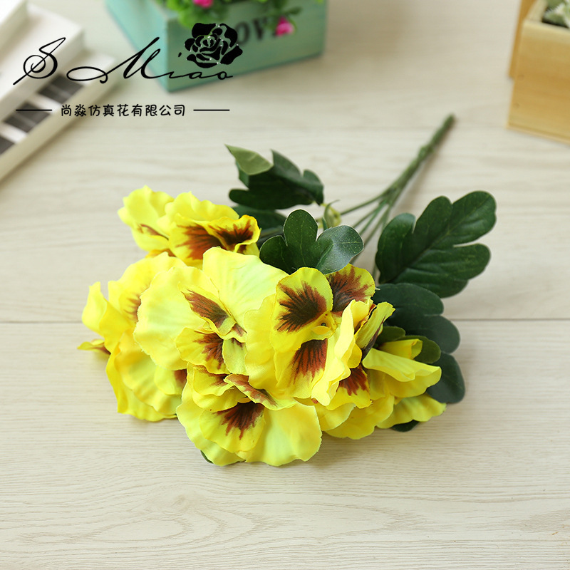 Flower Five Fork Small Bouquet Pansy Creative Home Silk Flower Artificial Flowers Factory Fake Flower Small Ornaments Plants Green Plants